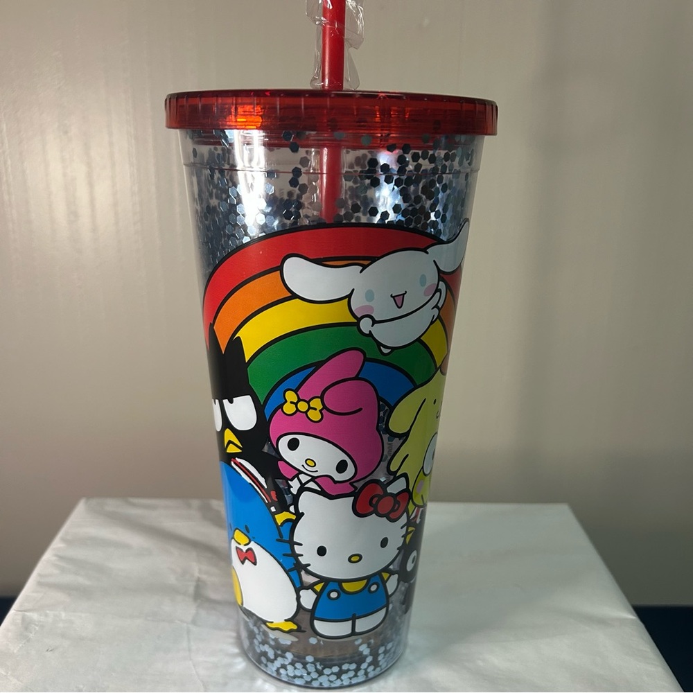 Hello Kitty Rainbow Tumbler with Straw - Red and Multicolor
